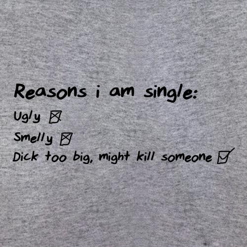 Reasons I am Single, Ugly, Smelly, Dick too big, might kill someone t shirt